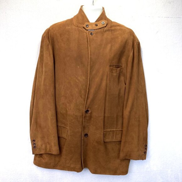 Orvis Other - RARE Orvis Brown Suede Leather Field Jacket Mens 48 Sport Coat Throat Latch
